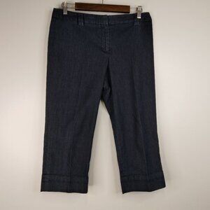 LOFT Petites Dark Wash ANN Cuffed Capri Size 10P